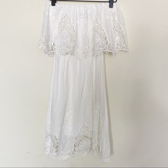 See You Monday | Off Shoulder Shift Lace Dress - Picture 1 of 7